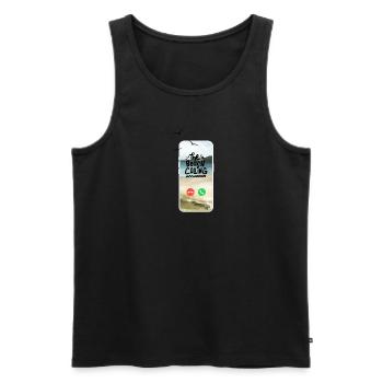 Der Strand ruft an ! Urlaub Meer Entspannen - Männer Premium Bio Tank Top - Schwarz - Vorne - AI Model Male 178 light (178cm)