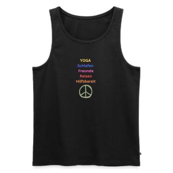 YOGA Schlafen Freunde Genuss Hilfsbereit Reisen - Männer Premium Bio Tank Top - Schwarz - Vorne - AI Model Male 178 light (178cm)