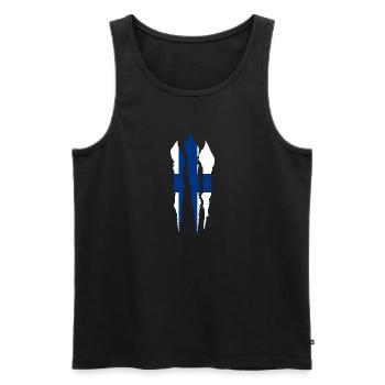 Finnland Flagge Suomi Finnische Fahne Used Look - Männer Premium Bio Tank Top - Schwarz - Vorne - AI Model Male 178 light (178cm)