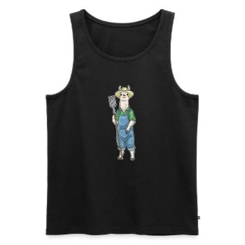 Lama Landwirt Mistgabel Bauernhof - Männer Premium Bio Tank Top - Schwarz - Vorne - Michal (187cm)