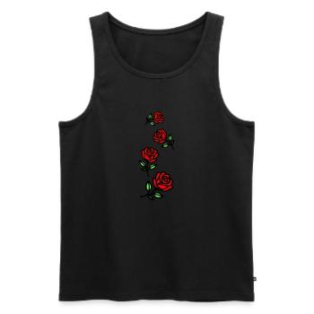 Roses Fleurs - Débardeur bio Premium Homme - noir - Devant - AI Model Male 178 light (178cm)
