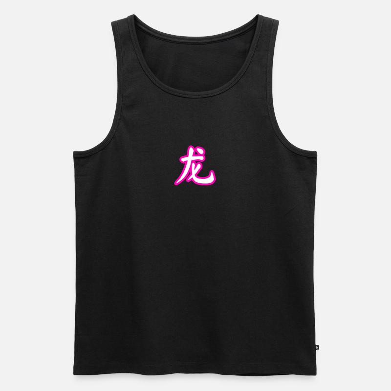 Weißer Drache PINK - Männer Premium Bio Tank Top - Schwarz