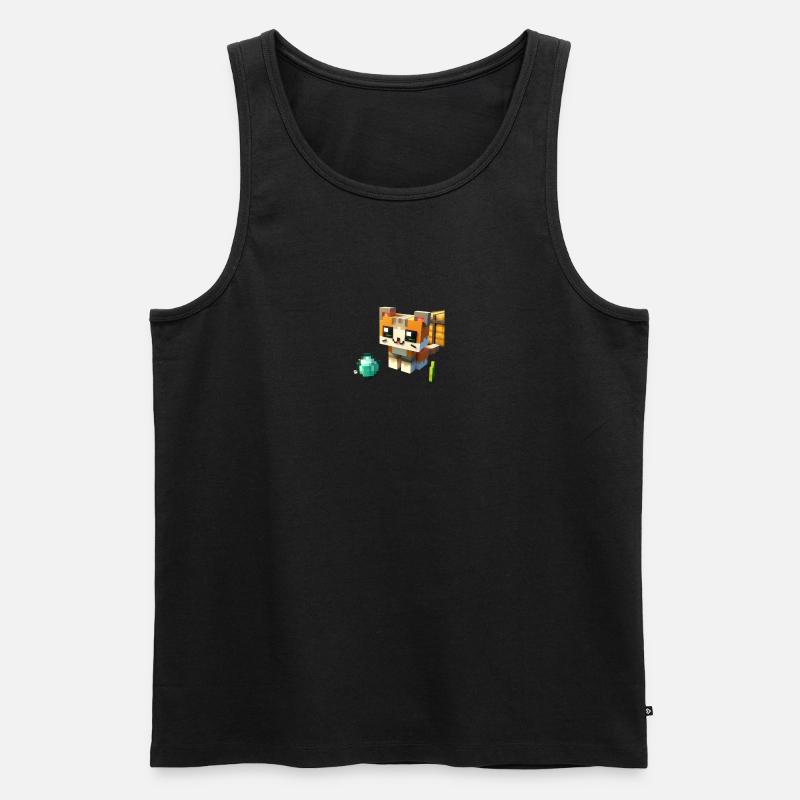 Pixel-Katze - Männer Premium Bio Tank Top - Schwarz