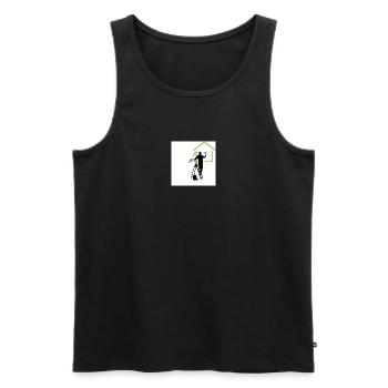 Homme sur escabeau - Débardeur bio Premium Homme - noir - Devant - Michal (187cm)