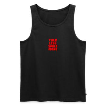 Parlez moins, souriez, plus de rouge - Débardeur bio Premium Homme - noir - Devant - AI Model Male 178 light (178cm)