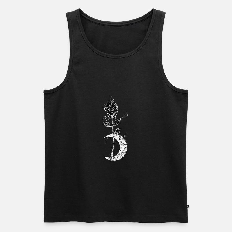 Rose mit Mond - Männer Premium Bio Tank Top - Schwarz