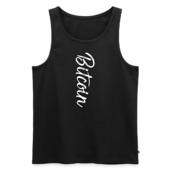 Bitcoin Graffiti Brush white - Männer Premium Bio Tank Top - Schwarz - Vorne - Michal (187cm)