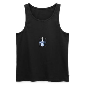 Charly - Men's Premium Organic Tank Top - black - Front - AI Model Male 178 light (178cm)