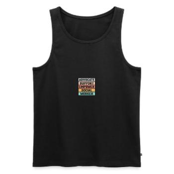Travailleur social scolaire - Débardeur bio Premium Homme - noir - Devant - Michal (187cm)