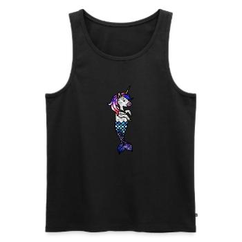 Licorne de la mer cosmique - Débardeur bio Premium Homme - noir - Devant - AI Model Male 178 light (178cm)