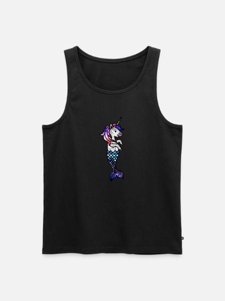 Kosmisches Meeres-Einhorn - Männer Premium Bio Tank Top - Schwarz