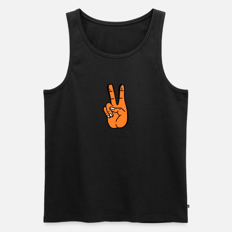 Peace orangene Hand - Männer Premium Bio Tank Top - Schwarz