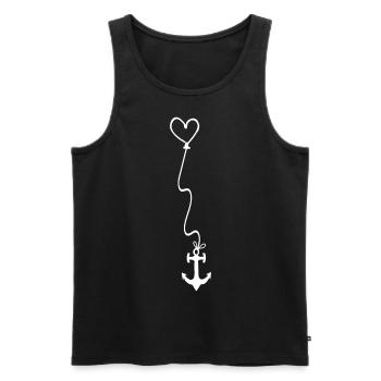 Anker mit Herz am Seil - Windstärke Oststurm - Männer Premium Bio Tank Top - Schwarz - Vorne - Michal (187cm)