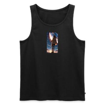 Mädchen schaut in den Himmel - Männer Premium Bio Tank Top - Schwarz - Vorne - Michal (187cm)