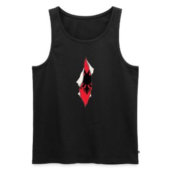 Drapeau albanais à la main poing patriotique - Débardeur bio Premium Homme - noir - Devant - AI Model Male 178 light (178cm)