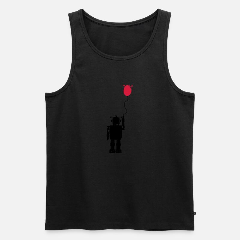 Roboterluftballon Hinten - Männer Premium Bio Tank Top - Schwarz