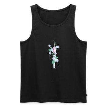 Rosa Blume Spritze - Männer Premium Bio Tank Top - Schwarz - Vorne - AI Model Male 178 light (178cm)