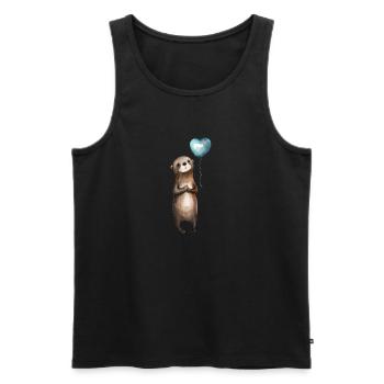 Otter Herz Aquarell - Männer Premium Bio Tank Top - Schwarz - Vorne - Michal (187cm)