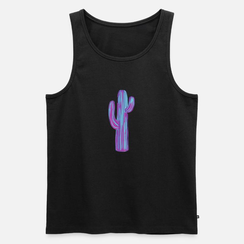 Kaktus gemalt bunt - Männer Premium Bio Tank Top - Schwarz