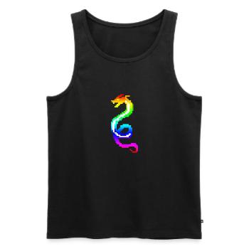 Bunter Retro-Drache - Männer Premium Bio Tank Top - Schwarz - Vorne - AI Model Male 178 light (178cm)