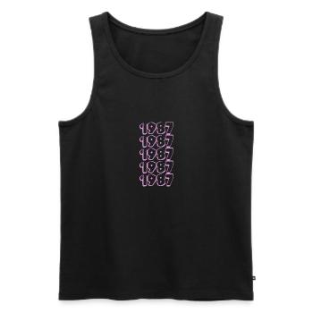 1987 - Männer Premium Bio Tank Top - Schwarz - Vorne - AI Model Male 178 light (178cm)