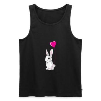 Cute happy rabbit with pink balloon - Men's Premium Organic Tank Top - black - Front - Michal (187cm)