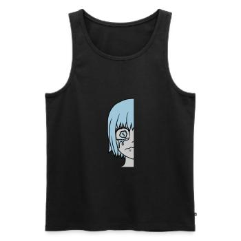 Visage de fille à moitié triste - Débardeur bio Premium Homme - noir - Devant - AI Model Male 178 light (178cm)