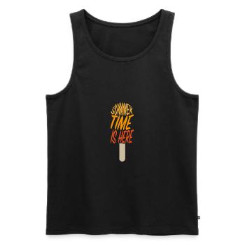 Summertime is here - Men's Premium Organic Tank Top - black - Front - AI Model Male 178 light (178cm)