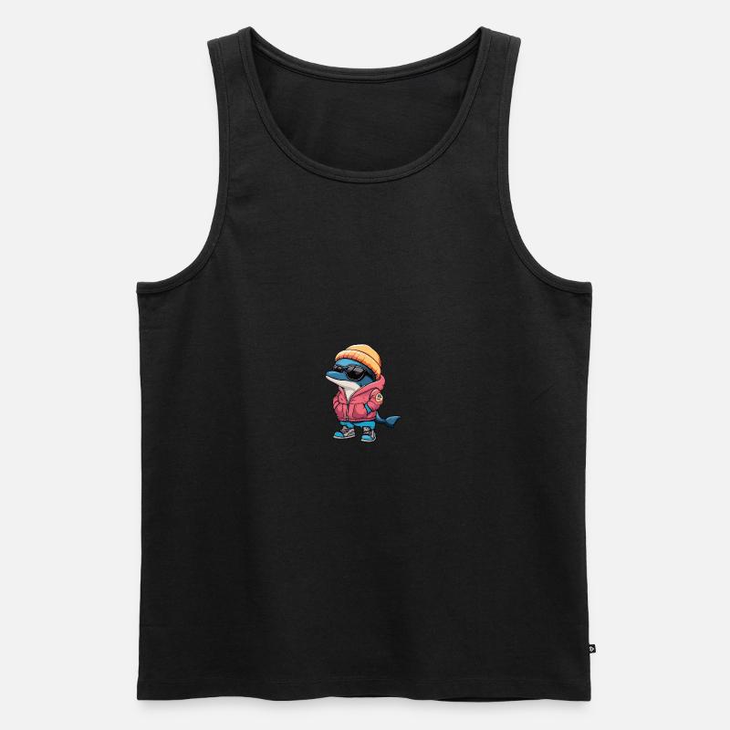 Delfin Winter Comic - Männer Premium Bio Tank Top - undefined