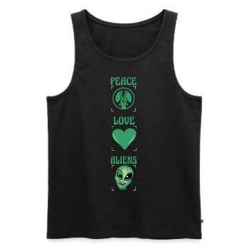 Peace Love Aliens - Männer Premium Bio Tank Top - Schwarz - Vorne - AI Model Male 178 light (178cm)