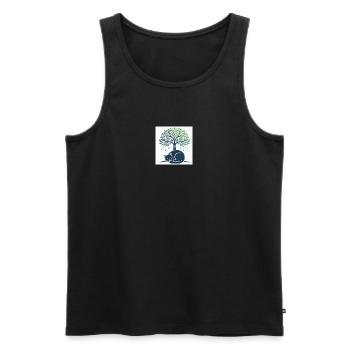 Sleeper cat under tree swirl - Men's Premium Organic Tank Top - black - Front - AI Model Male 178 light (178cm)