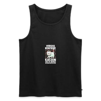 Père Noël Fête de Noël Noël Chats - Débardeur bio Premium Homme - noir - Devant - AI Model Male 178 light (178cm)