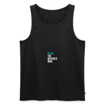 Referee Sayings Shiri Jersey Gift - Men's Premium Organic Tank Top - black - Front - AI Model Male 178 light (178cm)