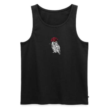 🦉 Hibou avec Bollenhut 🌳 - Débardeur bio Premium Homme - noir - Devant - AI Model Male 178 light (178cm)