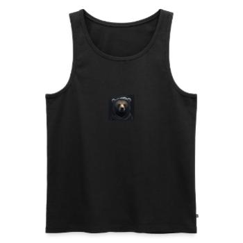 bear wearing a hoodie dark - Männer Premium Bio Tank Top - Schwarz - Vorne - Michal (187cm)