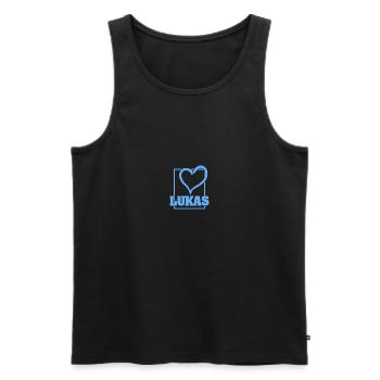 Lukas - Men's Premium Organic Tank Top - black - Front - Michal (187cm)