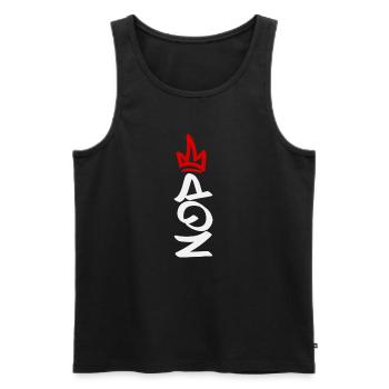 No Kings in America since 1776 Schrift vertikal - Männer Premium Bio Tank Top - Schwarz - Vorne - AI Model Male 178 light (178cm)