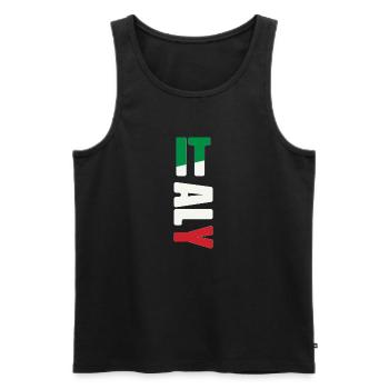 Elegant T-shirt with the Italian flag and name - Men's Premium Organic Tank Top - black - Front - Michal (187cm)