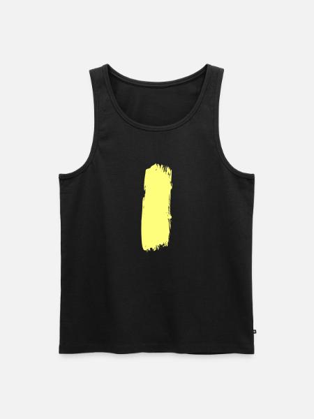 Gelber Strich durch die Mitte - Männer Premium Bio Tank Top - Schwarz