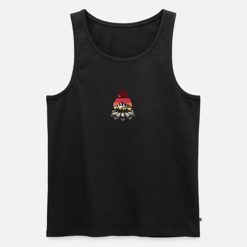 Lagerfeuer Sunset Pines - Männer Premium Bio Tank Top - Schwarz