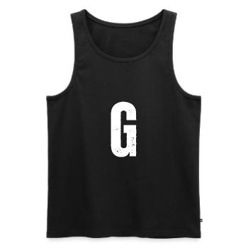 G - Men's Premium Organic Tank Top - black - Front - AI Model Male 178 light (178cm)