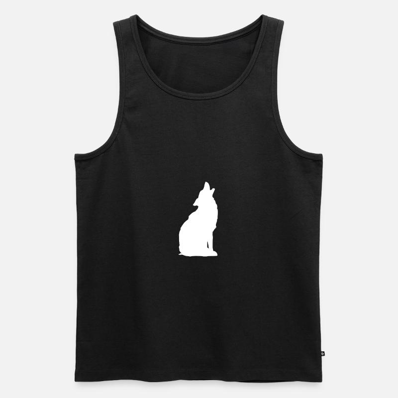 Heulender Wolf - Männer Premium Bio Tank Top - Schwarz