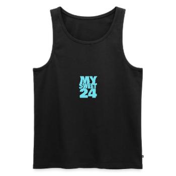 Sweet 24 - Männer Premium Bio Tank Top - Schwarz - Vorne - AI Model Male 178 light (178cm)