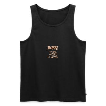 Helfer Bobbi - Männer Premium Bio Tank Top - Schwarz - Vorne - AI Model Male 178 light (178cm)