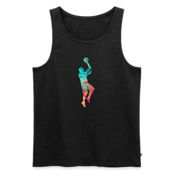 Joueur de basket-ball - Pop Art - Débardeur bio Premium Homme - noir - Devant - Michal (187cm)