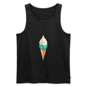planète terre protection de l’environnement « boule de glace » ambiances estivales - Débardeur bio Premium Homme - noir - Devant - AI Model Male 178 light (178cm)