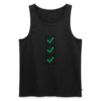 3 hook buttons - Men's Premium Organic Tank Top - black - Front - AI Model Male 178 light (178cm)