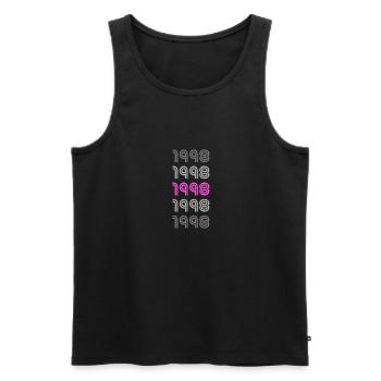 1998 - Men's Premium Organic Tank Top - black - Front - AI Model Male 178 light (178cm)