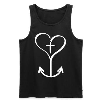 Glaube Liebe Hoffnung Kreuz Herz Anker - Männer Premium Bio Tank Top - Schwarz - Vorne - Michal (187cm)