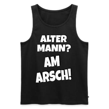 Alter Mann - Am Arsch (hell) - Männer Premium Bio Tank Top - Schwarz - Vorne - Michal (187cm)